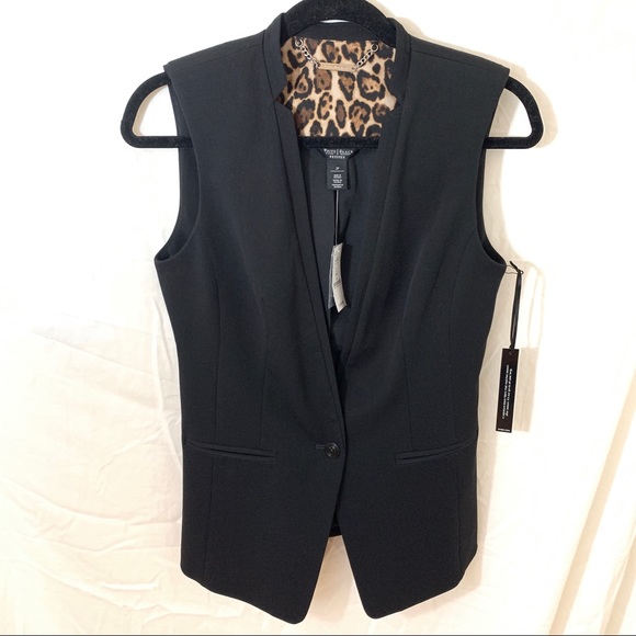 White House Black Market Sz 2 Petite Black Vest - Picture 1 of 8